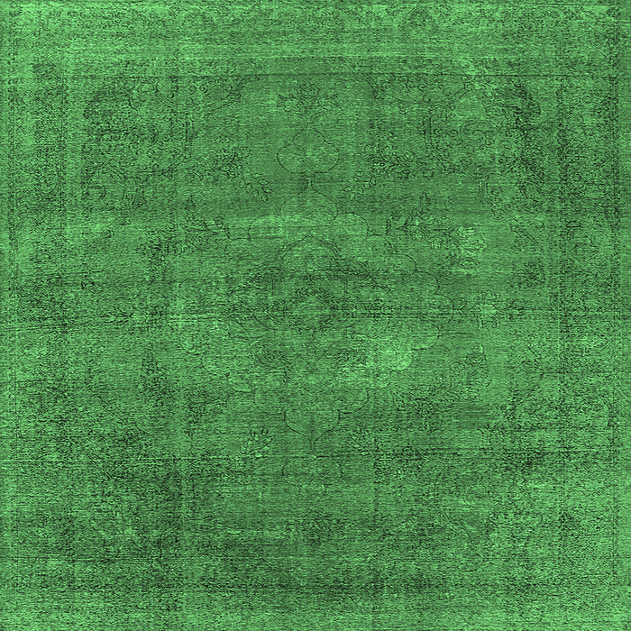 Square Machine Washable Oriental Emerald Green Industrial Area Rugs, wshurb1923emgrn
