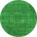 Round Oriental Green Industrial Rug, urb1923grn