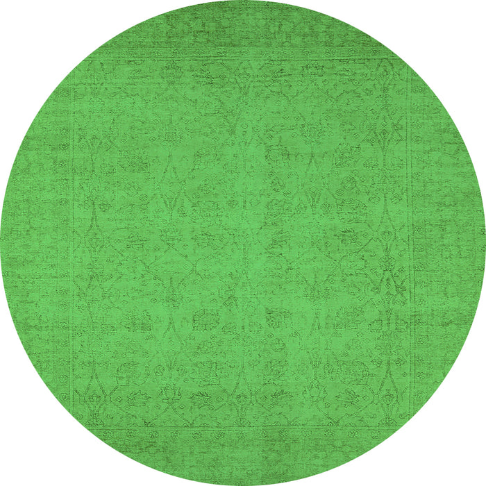 Round Oriental Green Industrial Rug, urb1924grn