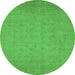 Round Oriental Green Industrial Rug, urb1924grn