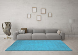 Machine Washable Oriental Light Blue Industrial Rug in a Living Room, wshurb1924lblu