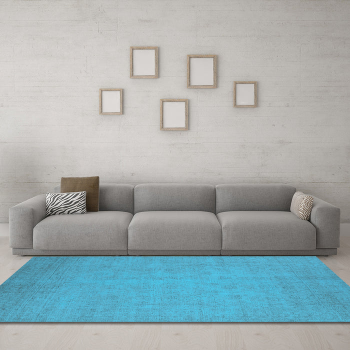 Machine Washable Oriental Light Blue Industrial Rug in a Living Room, wshurb1924lblu