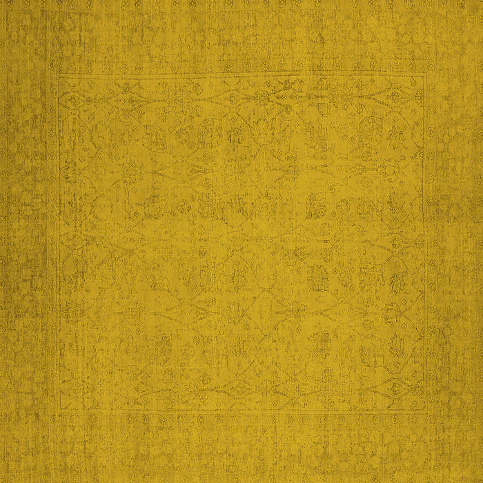 Square Machine Washable Oriental Yellow Industrial Rug, wshurb1924yw
