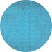 Round Oriental Light Blue Industrial Rug, urb1924lblu