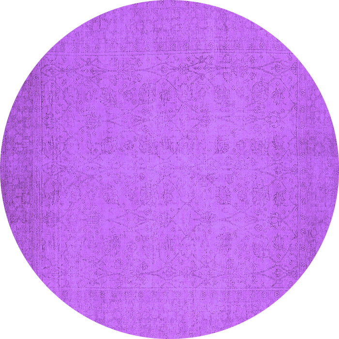Round Machine Washable Oriental Purple Industrial Area Rugs, wshurb1924pur