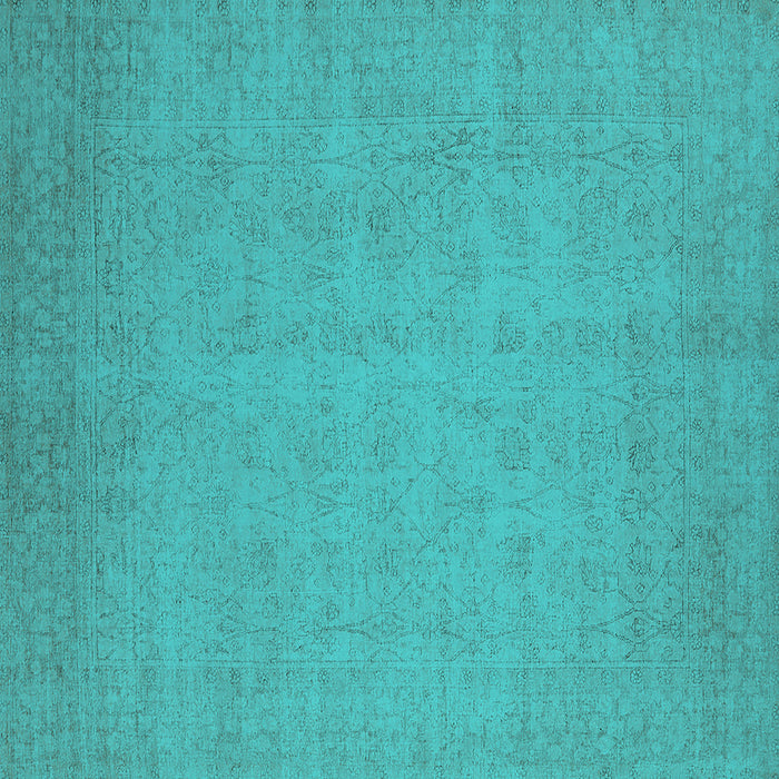 Square Machine Washable Oriental Turquoise Industrial Area Rugs, wshurb1924turq