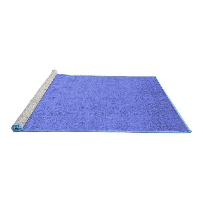 Sideview of Machine Washable Oriental Blue Industrial Rug, wshurb1924blu