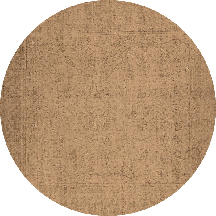 Round Machine Washable Oriental Brown Industrial Rug, wshurb1924brn