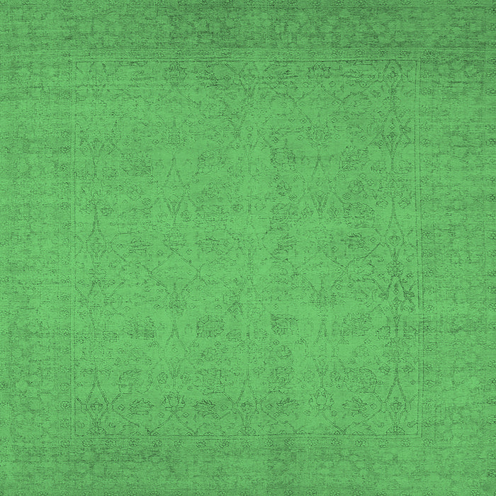 Square Machine Washable Oriental Emerald Green Industrial Area Rugs, wshurb1924emgrn
