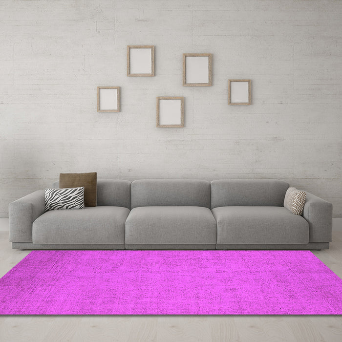 Machine Washable Oriental Pink Industrial Rug in a Living Room, wshurb1924pnk