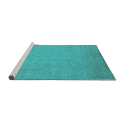 Sideview of Machine Washable Oriental Turquoise Industrial Area Rugs, wshurb1924turq