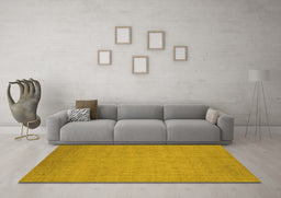 Machine Washable Oriental Yellow Industrial Rug in a Living Room, wshurb1924yw