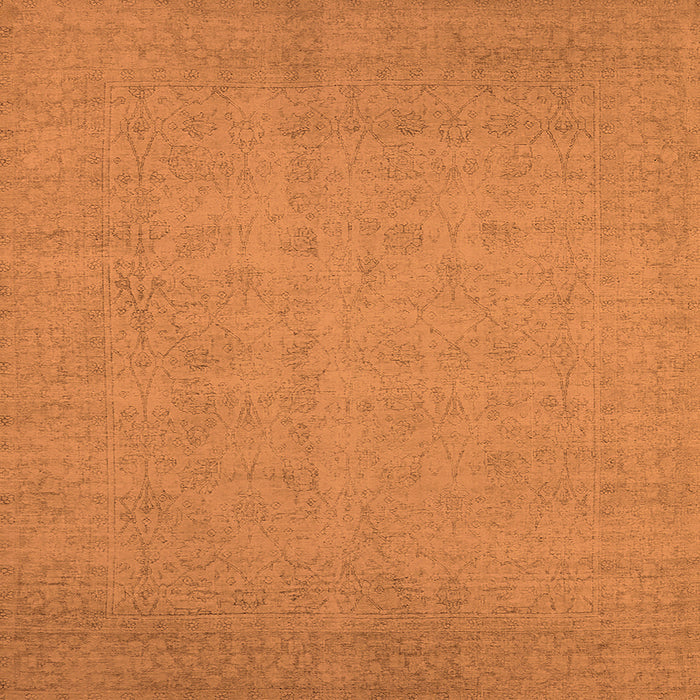 Square Machine Washable Oriental Orange Industrial Area Rugs, wshurb1924org