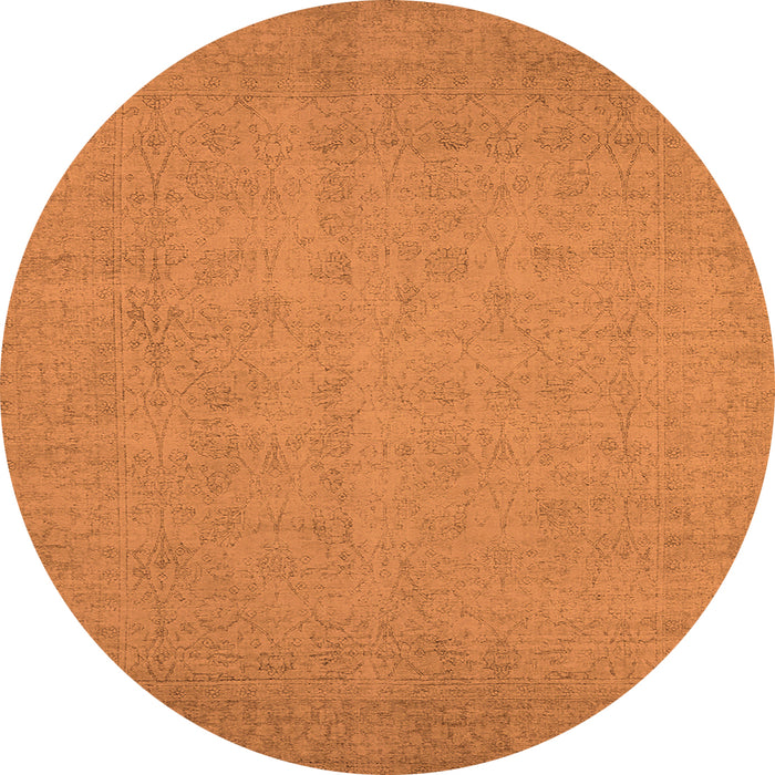 Round Machine Washable Oriental Orange Industrial Area Rugs, wshurb1924org