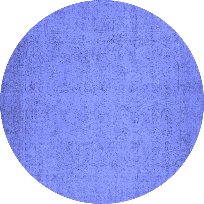 Round Oriental Blue Industrial Rug, urb1924blu