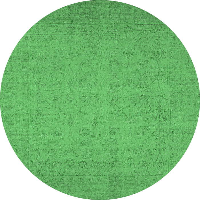 Round Oriental Emerald Green Industrial Rug, urb1924emgrn