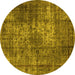 Round Oriental Yellow Industrial Rug, urb1925yw