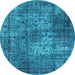 Round Oriental Light Blue Industrial Rug, urb1925lblu