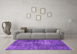 Machine Washable Oriental Purple Industrial Area Rugs in a Living Room, wshurb1925pur