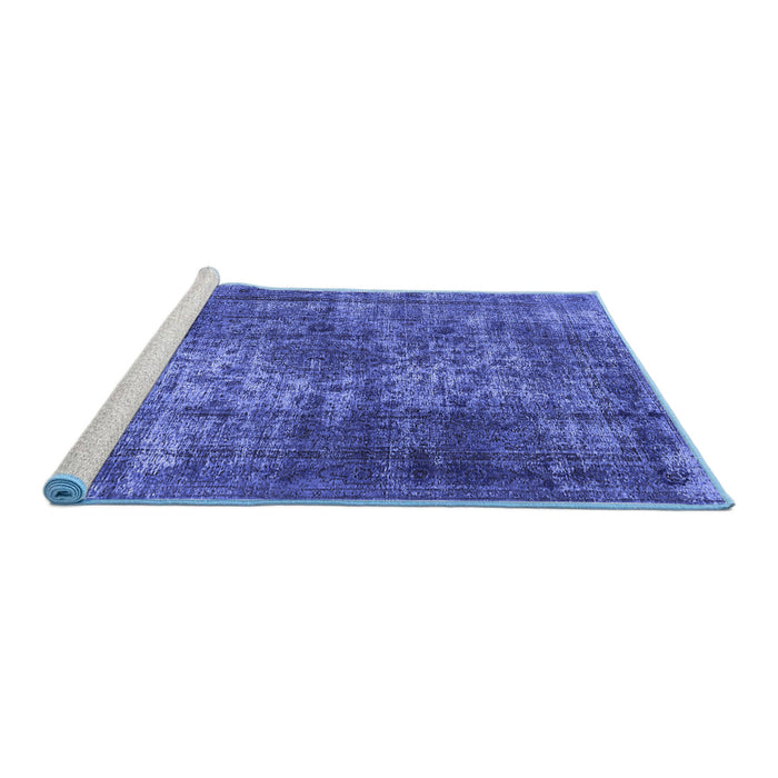 Sideview of Machine Washable Oriental Blue Industrial Rug, wshurb1925blu