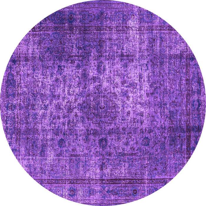 Round Machine Washable Oriental Purple Industrial Area Rugs, wshurb1925pur
