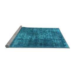 Sideview of Machine Washable Oriental Light Blue Industrial Rug, wshurb1925lblu