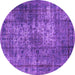 Round Oriental Purple Industrial Rug, urb1925pur