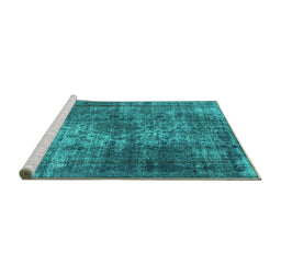 Sideview of Machine Washable Oriental Turquoise Industrial Area Rugs, wshurb1925turq