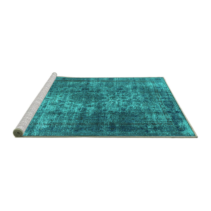 Sideview of Machine Washable Oriental Turquoise Industrial Area Rugs, wshurb1925turq