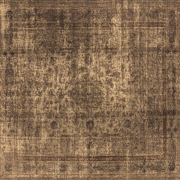 Square Machine Washable Oriental Brown Industrial Rug, wshurb1925brn