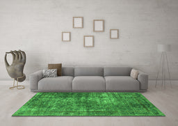 Machine Washable Oriental Green Industrial Area Rugs in a Living Room,, wshurb1925grn
