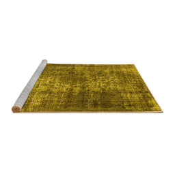 Sideview of Machine Washable Oriental Yellow Industrial Rug, wshurb1925yw