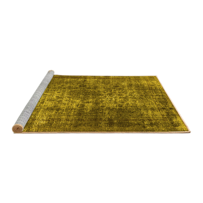 Sideview of Machine Washable Oriental Yellow Industrial Rug, wshurb1925yw