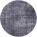 Round Mid-Century Modern Purple Oriental Rug, urb1925