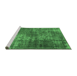 Sideview of Machine Washable Oriental Emerald Green Industrial Area Rugs, wshurb1925emgrn