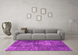 Machine Washable Oriental Pink Industrial Rug in a Living Room, wshurb1925pnk