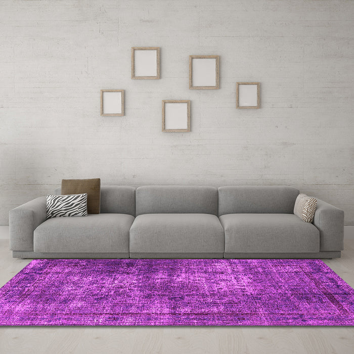 Machine Washable Oriental Pink Industrial Rug in a Living Room, wshurb1925pnk