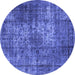 Round Oriental Blue Industrial Rug, urb1925blu