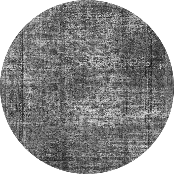 Round Machine Washable Oriental Gray Industrial Rug, wshurb1925gry