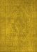 Machine Washable Oriental Yellow Industrial Rug, wshurb1926yw