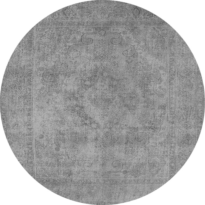 Round Machine Washable Oriental Gray Industrial Rug, wshurb1926gry