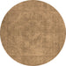 Round Oriental Brown Industrial Rug, urb1926brn