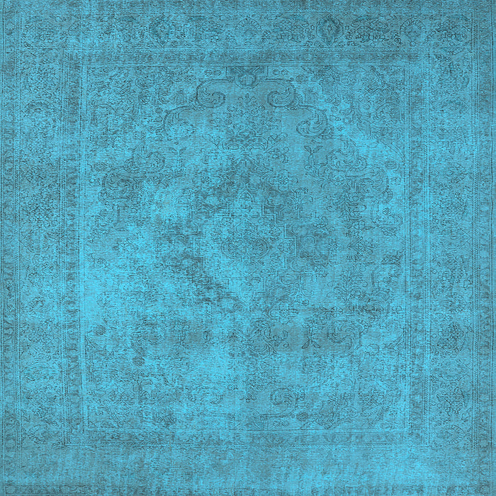 Square Machine Washable Oriental Light Blue Industrial Rug, wshurb1926lblu