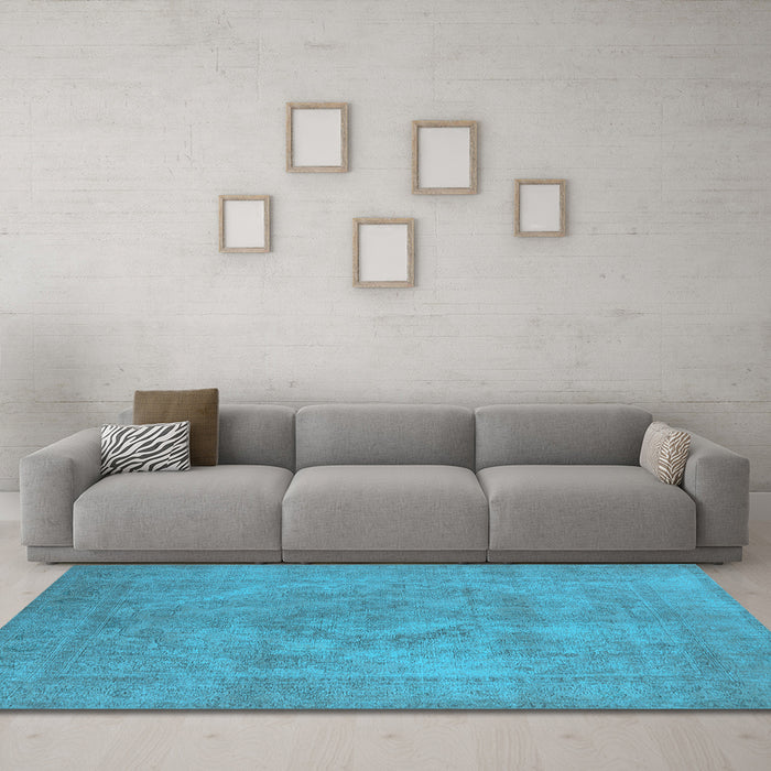Machine Washable Oriental Light Blue Industrial Rug in a Living Room, wshurb1926lblu