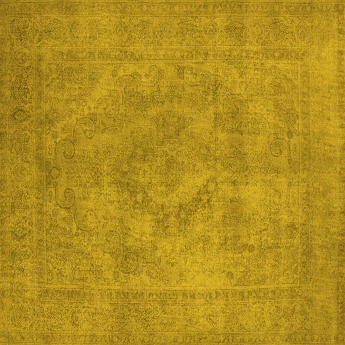 Square Machine Washable Oriental Yellow Industrial Rug, wshurb1926yw