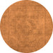 Round Oriental Orange Industrial Rug, urb1926org