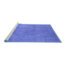 Sideview of Machine Washable Oriental Blue Industrial Rug, wshurb1926blu