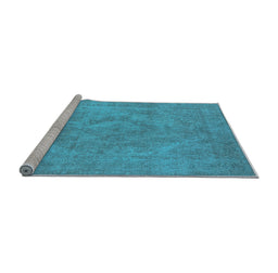 Sideview of Machine Washable Oriental Light Blue Industrial Rug, wshurb1926lblu
