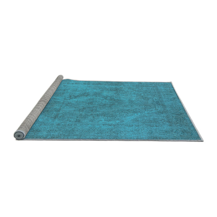Sideview of Machine Washable Oriental Light Blue Industrial Rug, wshurb1926lblu