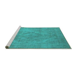 Sideview of Machine Washable Oriental Turquoise Industrial Area Rugs, wshurb1926turq